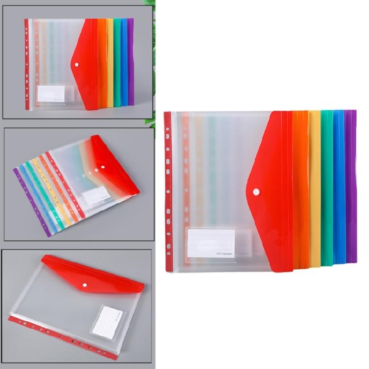 Pack of 6 Expandable Punched Pockets Clear Plastic Document Envelope File Wallets with 11 Holes Letter Size Folder Bag