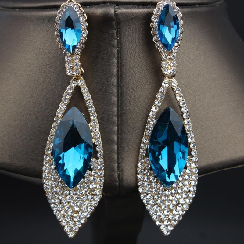 Imitation Diamonds Dangle Earrings for Women Ear Pendants with Rhinestones Teardrop Handmade Cubic Zirconia Earwear