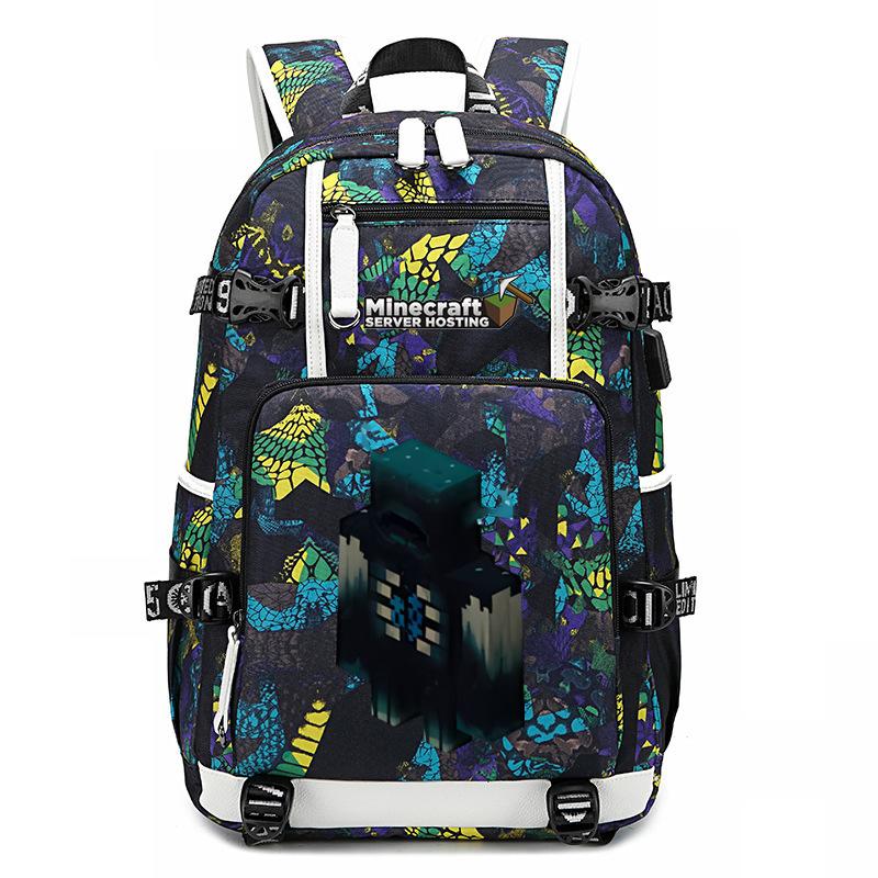 Hot Selling Minecraft Game Peripheral Printed Backpack Outdoor Large Capacity Travel Bag