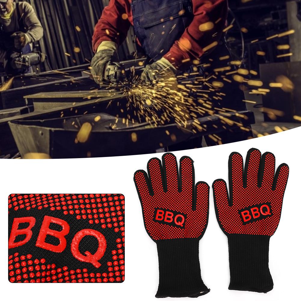 800 Celsius  1482 Degrees F Heat Resistant Fire Gloves Flame Retardant Antiskid Fireproof Grill Microwave Oven BBQ