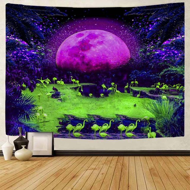 Növényi virág kárpit falra szerelhető bohém pszichedelikus trópusi állat flamingó nyomat nagy kárpit esztétikus lakberendezés