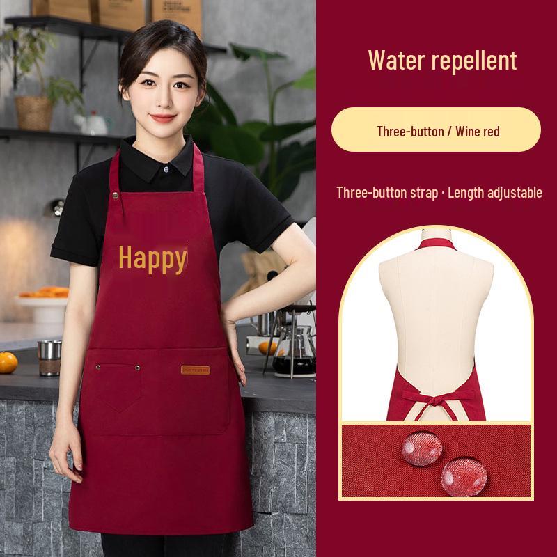 Waterproof Red Apron with Logo for Weddings, 100th Birthdays, and Special Events - Oil-Proof, Festive, Celebratory Design