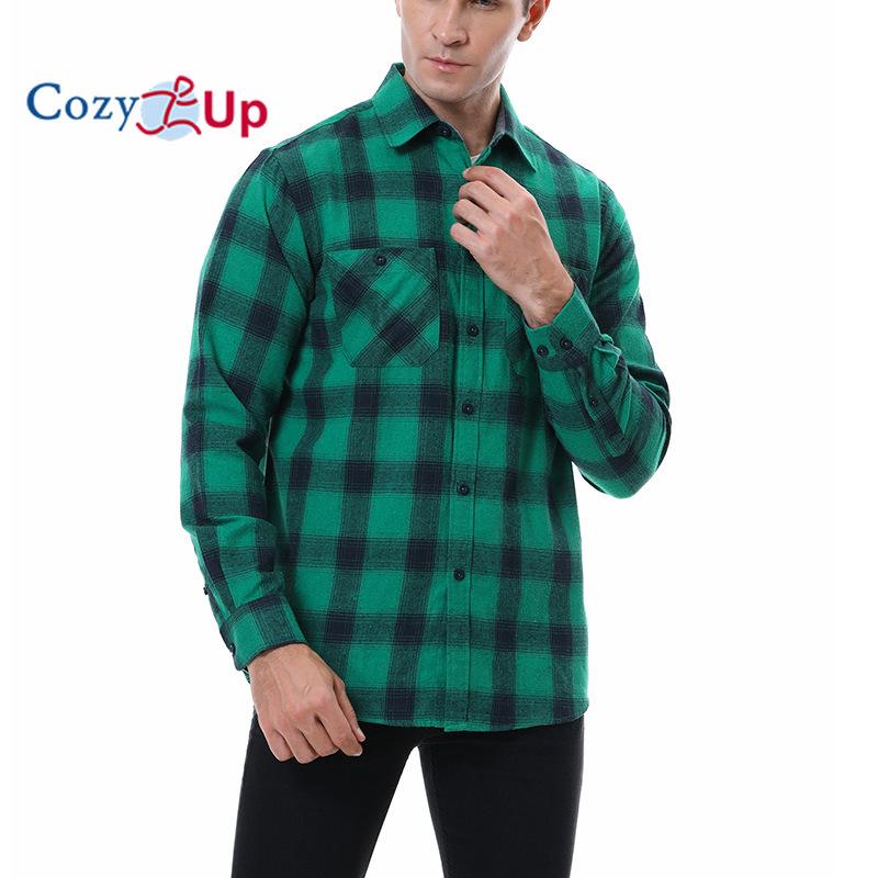 Cozy Up Men with Snap Buttons Regular Fit Plaid Mens Long Sleeve Shirts Casual