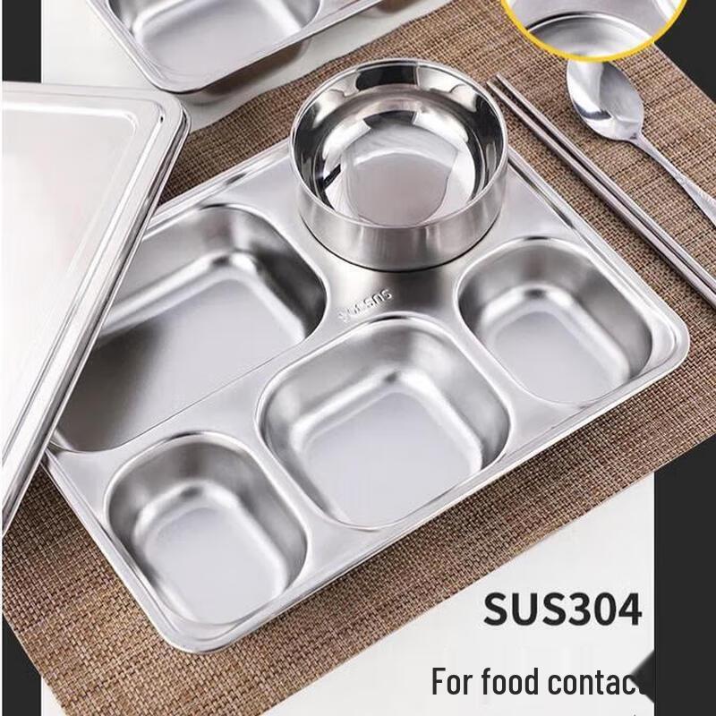 Shuchu 304 Stainless Steel 5-Compartment Lunch Plate Set