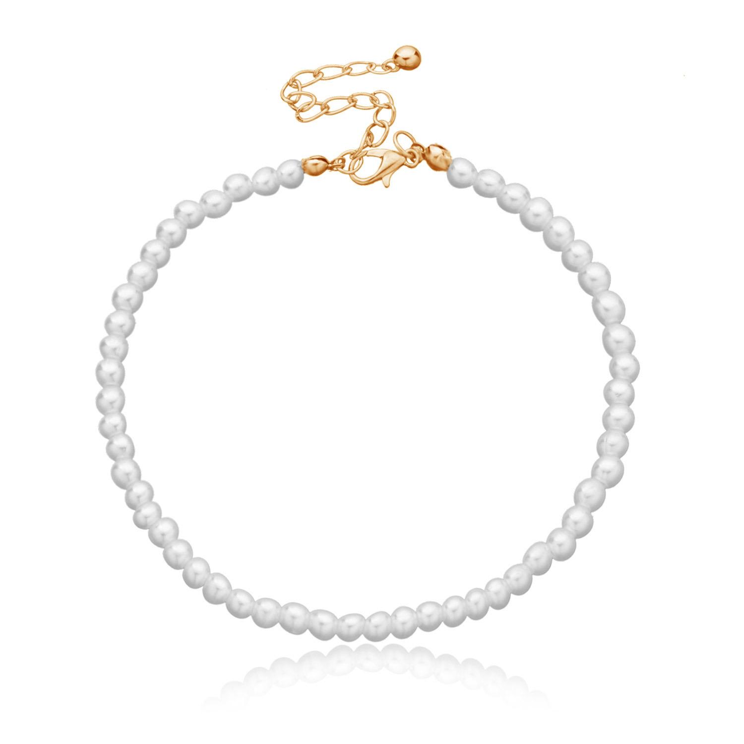 

Simple ABS temperament pearl beach anklet, fashionable handmade hip-hop personalized foot accessories золотой