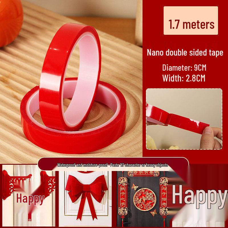 Double Happiness Transparent Wedding Tape: Trace-Free Adhesive for Room Décor & Balloons