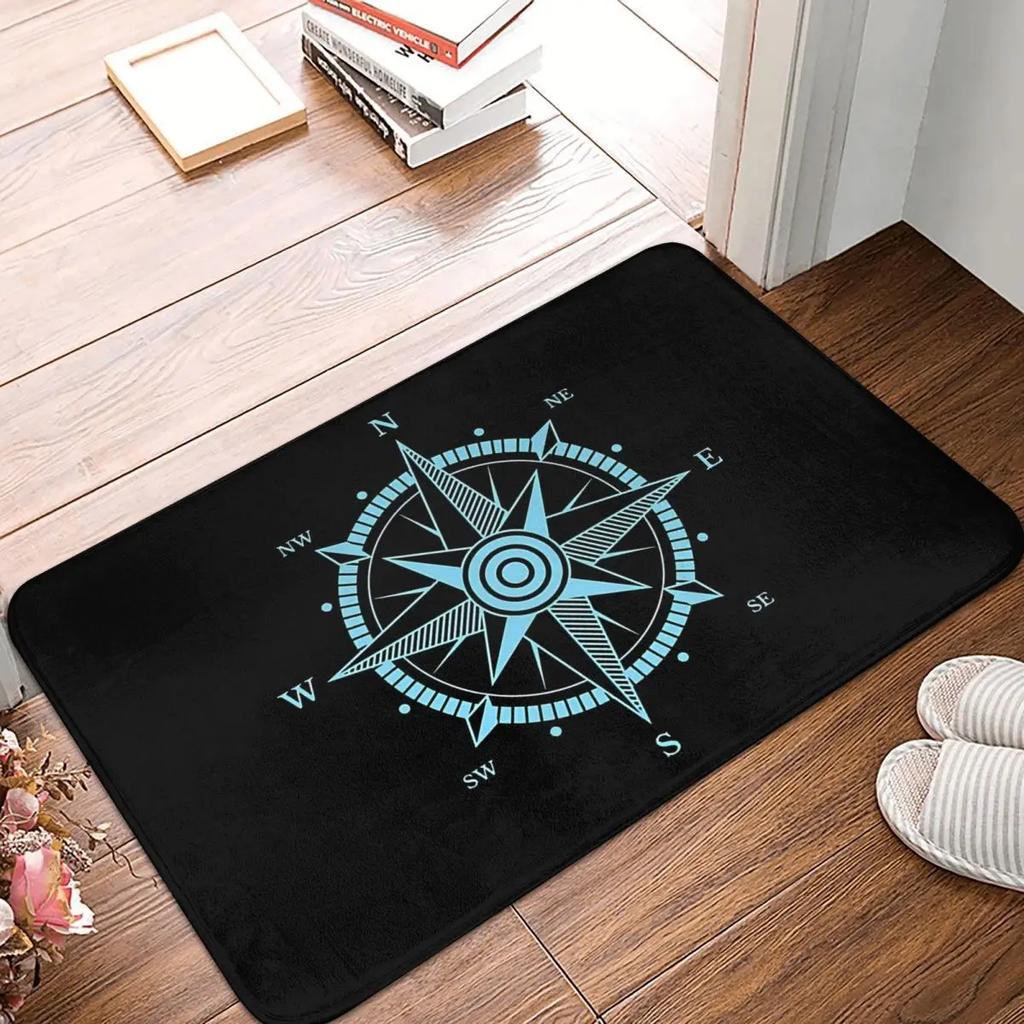 Anchor Bath Mat Nautical Compass Card Sailor Captain Door Flannel Rug Entrance Home Decor