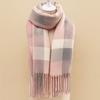 Cold-proof Classic Plaid Scarf Soft Long Neckscarf with Tassel Large Knitted Wool Scarf  Men