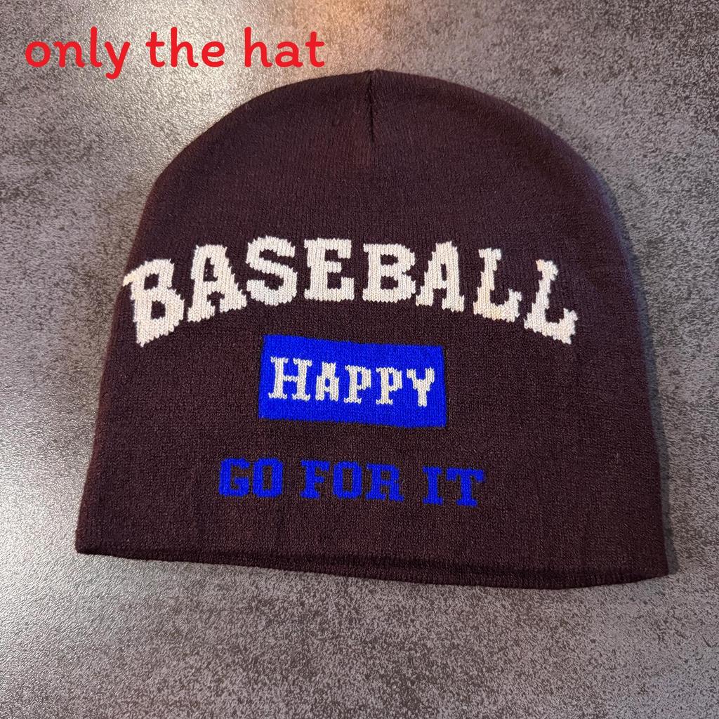 Korean Style Letter Embroidered Knit Hat For Men Women Winter Warm Casual Outdoor Wear Style D
