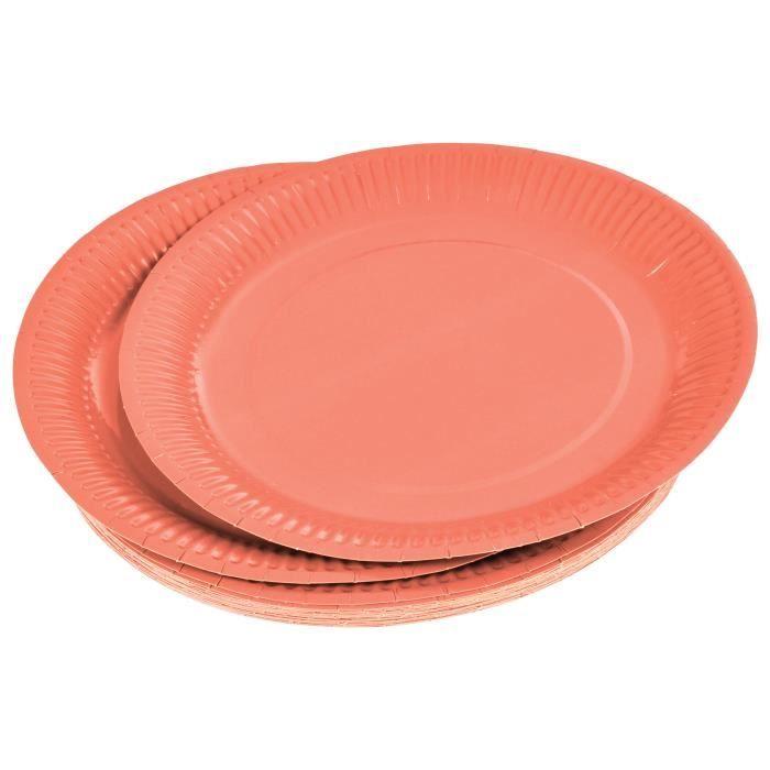 Assiettes - Unies - Terracotta - Set de 20 - 23 cm - Carton - Écologique