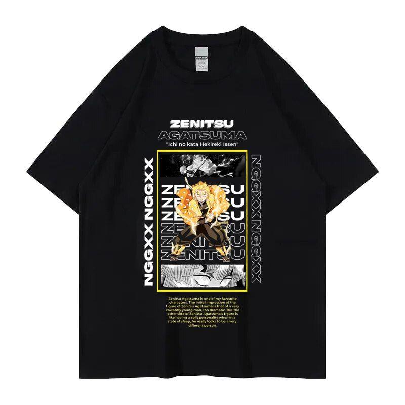 ZX 2026 New Ghost Slayer Blade Charcoal Jiro Same Cotton Short Sleeve Round Neck Printed Mens Tshirt 4XL