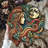 Vintage Mandala Sun Goddess Floral Leaf Round Metal Wall Art for Home Decor Halloween