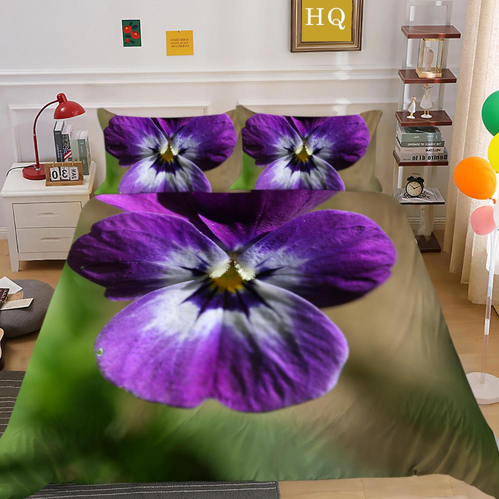 3D Flowers Printing Bed Cover King Size Bed Clothes Polyester Bedspreads Girl Fashion Home Bedclothes