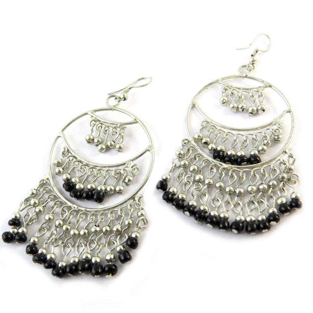 Les Trésors De Lily [N8352] - Boucles Créateur 'Kilimanjaro' noir argenté