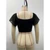 Summer Temperament Short-sleeved Chiffon Low-cut Sexy Drawstring Tie Slim Bottoming Shirt