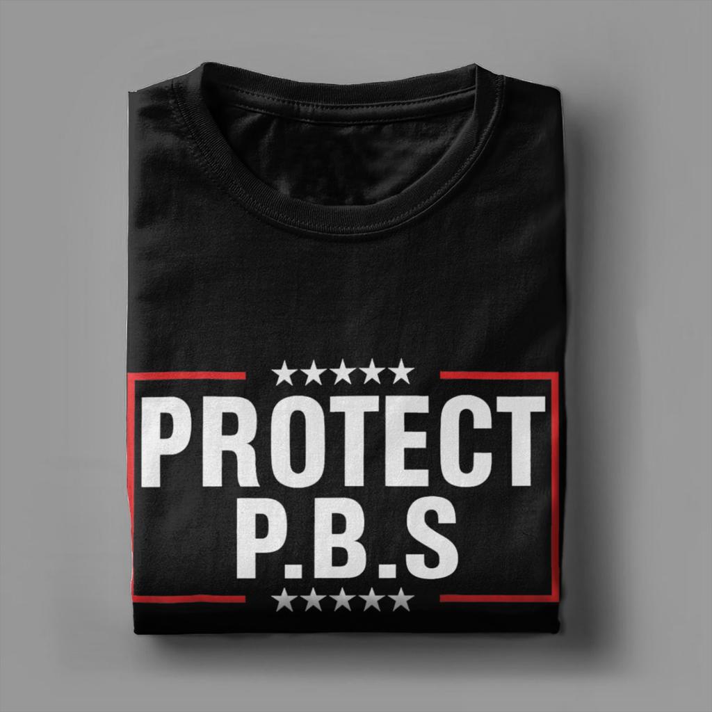 Novelty Protect P.B.S Save Public Broadcasting Service T-Shirt for Men Round Neck Cotton T Shirt  Short Sleeve Tees New Clothing