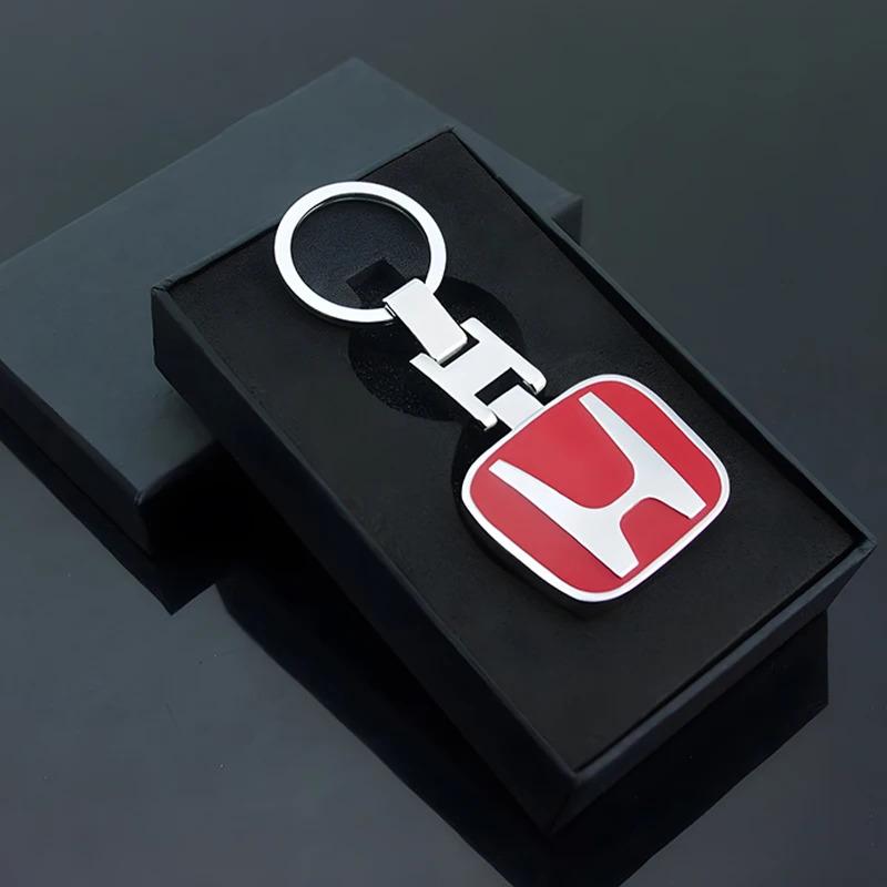 Car Badge Keychain Zinc Alloy Keyring Pendant For Honda civic accord fit jazz pilot CRV passport city shuttle HRV vezel stickers TP6