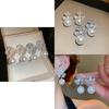 Elegant Floral Silver Plated Zircon Pearl Dangle Earrings For Women Home Party Wear