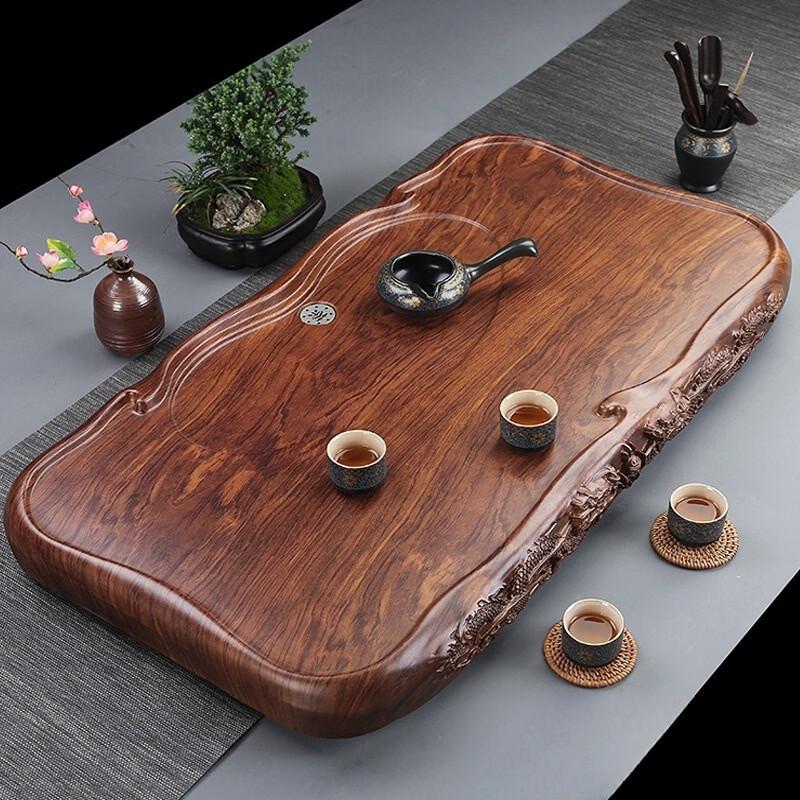 Handun Ebony Wood Tea Tray with Chicken Wing Pattern