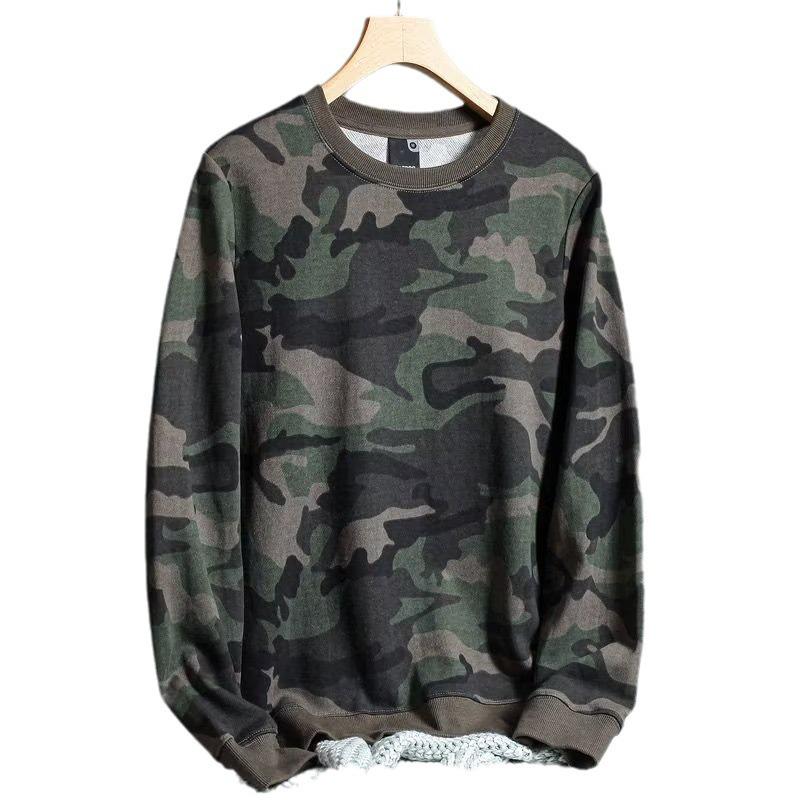 Felpa con cappuccio casual da uomo autunnale con stampa mimetica, manica lunga