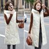 Comfortable Women Outerwear Waistcoat Hooded Sleeveless Zipper Closure Large Pockets Vest Jacket Coat Solid Color Casual Loose Fit Cotton Outwear