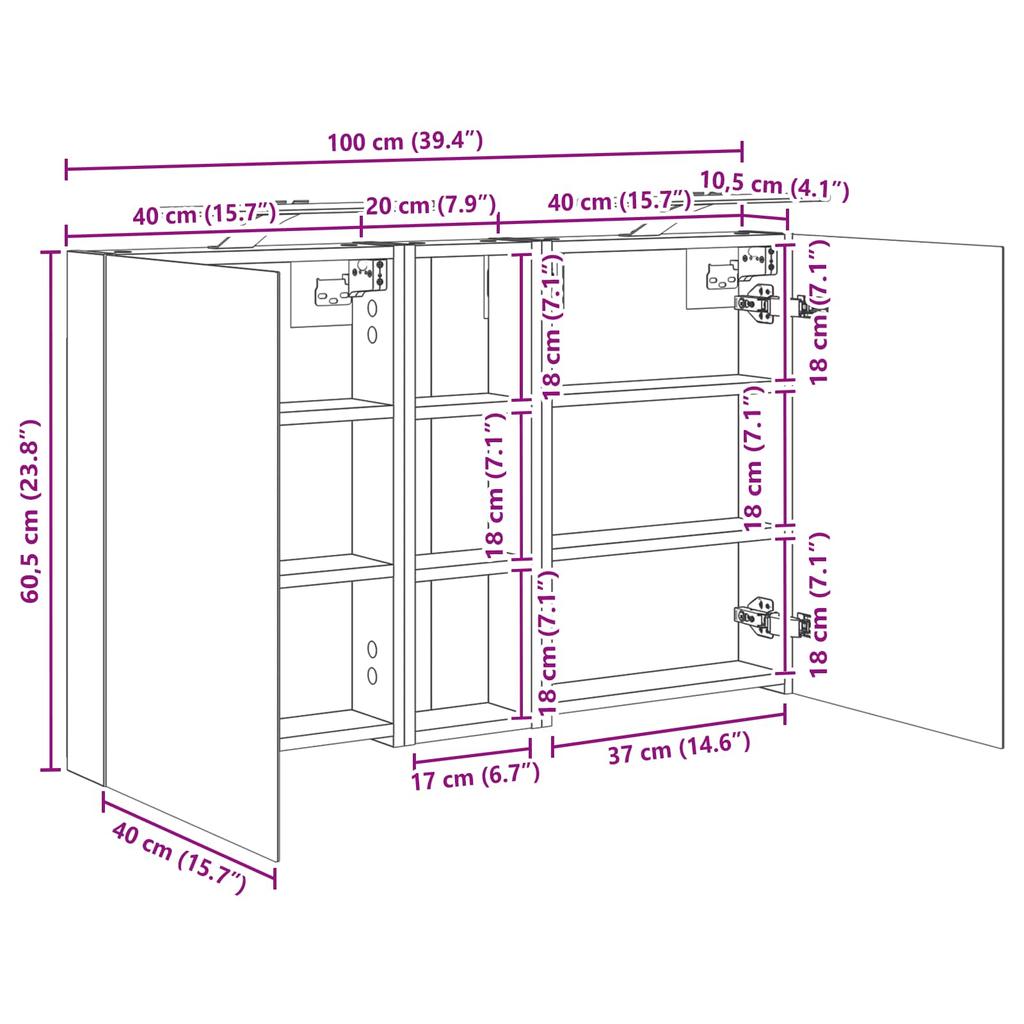 Bathroom Cabinet Set 3 Pcs 100 X 10.5 X 60.5 Cm Engineered Wood