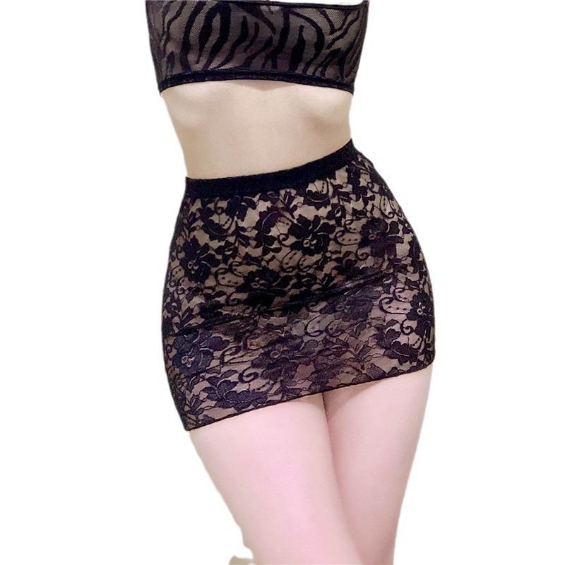 Red Lace Temptation See-Through Women's Bodycon Mini Skirt