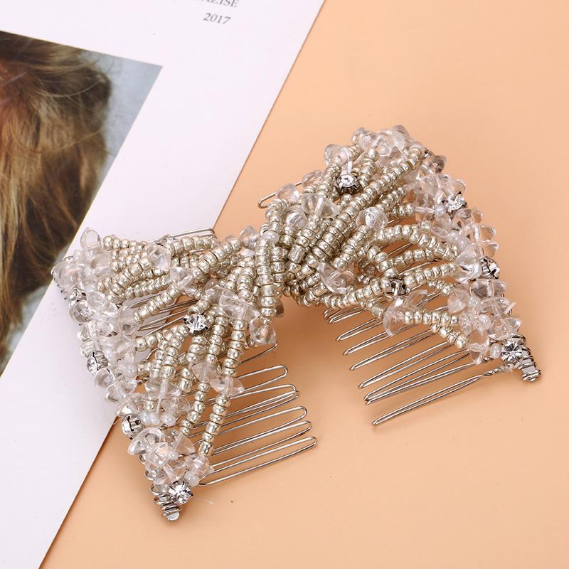 Women DIY Hair Accessories Pearl Beaded Elastic Hair Claw Hairpin Magic Comb Up-Do Hairstyle Bun Maker Tool Ponytail Hairdo Wolf