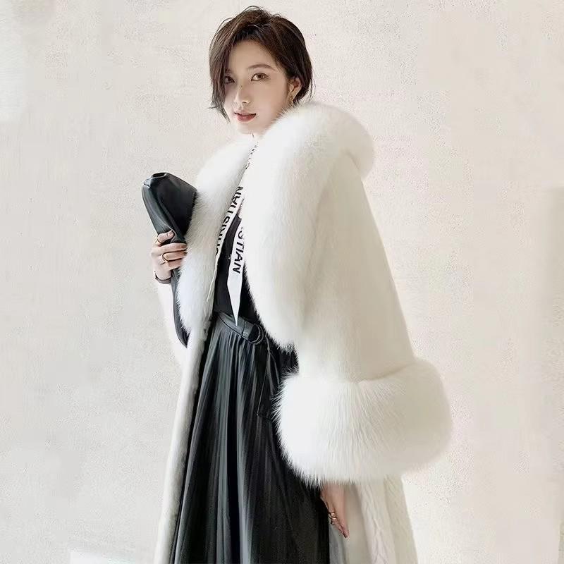 Eco-Friendly Faux Fox Fur Spliced Women's Jacket - European & American Style
