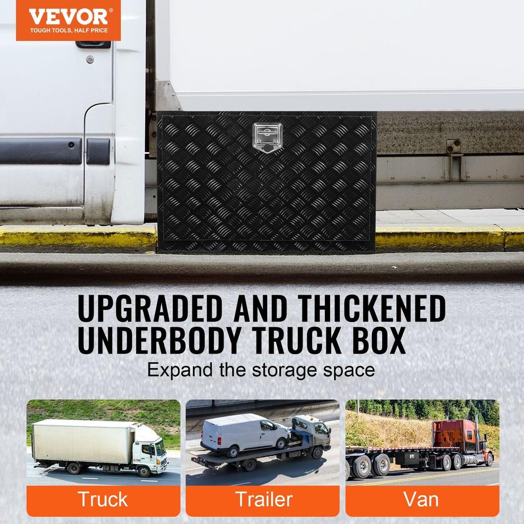 Underbody Aluminum Truck Tool Box 36" x 24" x 24" Trailer RV Tool Storage