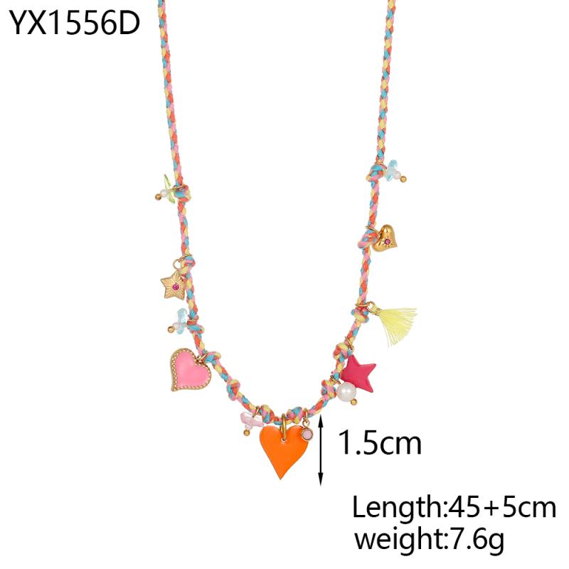 CARLIDANA Elegant Stainless Steel Hand-woven Rope Chain Flower Starfish Heart Sea Pendant DIY Charm Bracelet Necklace for Women