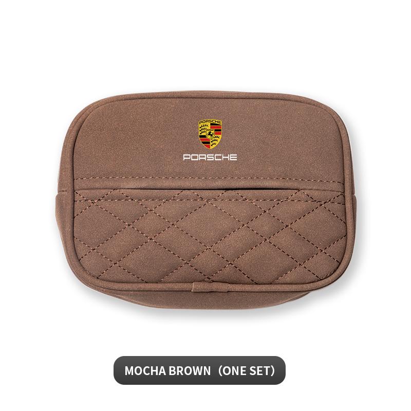 

Car Tissue Bag Seat Back Hanging Paper Towel Box For Porsche Panamera Taycan 911 718 Macan Cayenne Boxster Cayman 918 Pajun