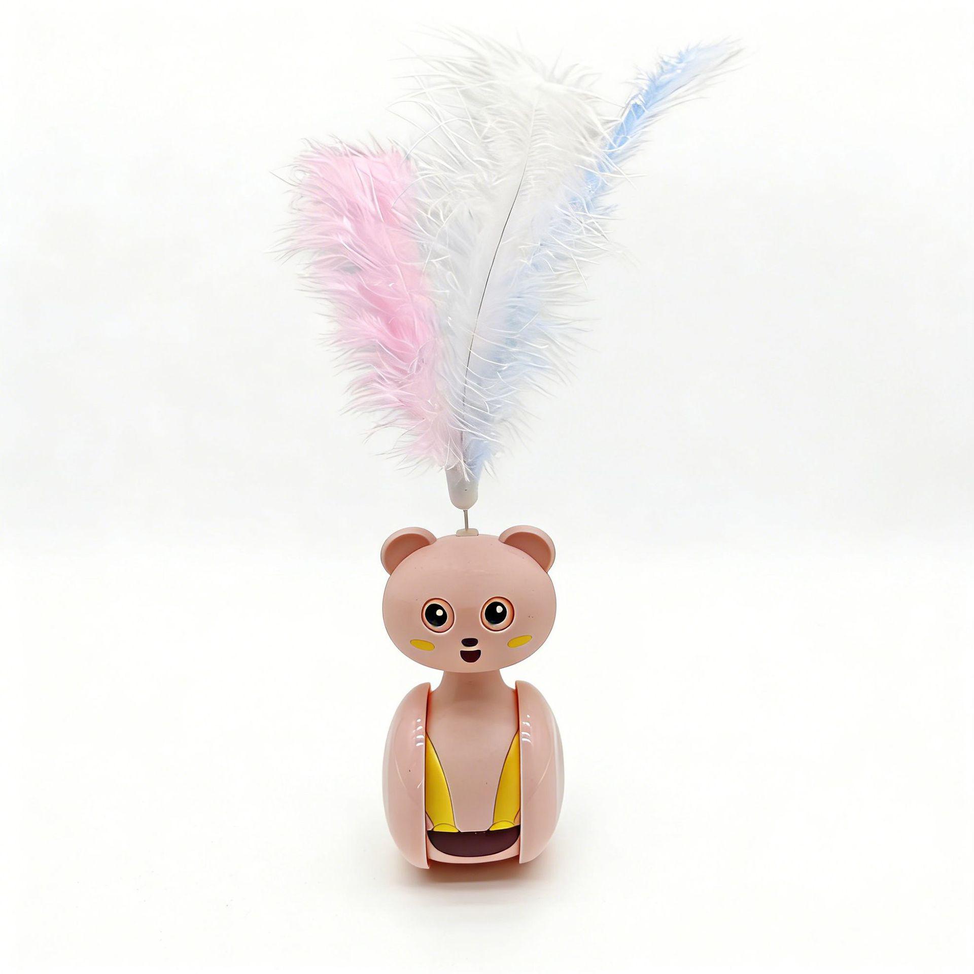 Adorable Roly-Poly Cat Toy: Self-Entertainment Fluffy Teaser Stick for Kittens and Cats. розовый