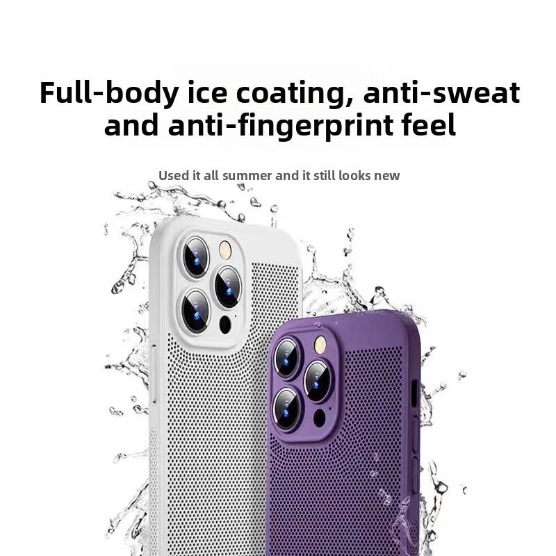 New Apple 16 Pro Cooling Phone Case iPhone 17 Ultra-thin Mesh Case PC Compatible 15 Creative Shockproof Hard Cover