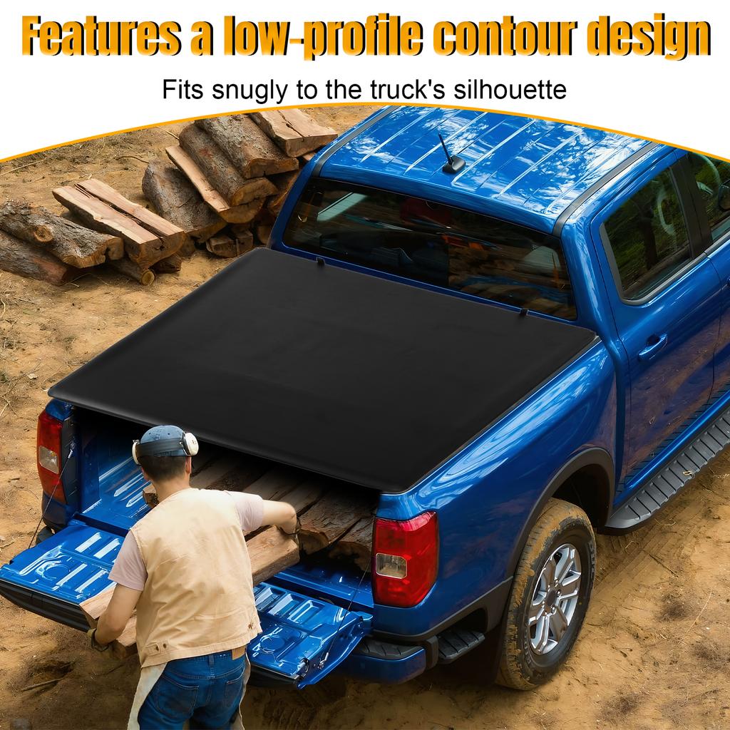 For Ford Ranger 5 Ft Pull-Lock-Go Tonneau Cover Multi-Purpose Weatherproof Shutter Sleeve IP56 Waterproof Car Modify Accessories