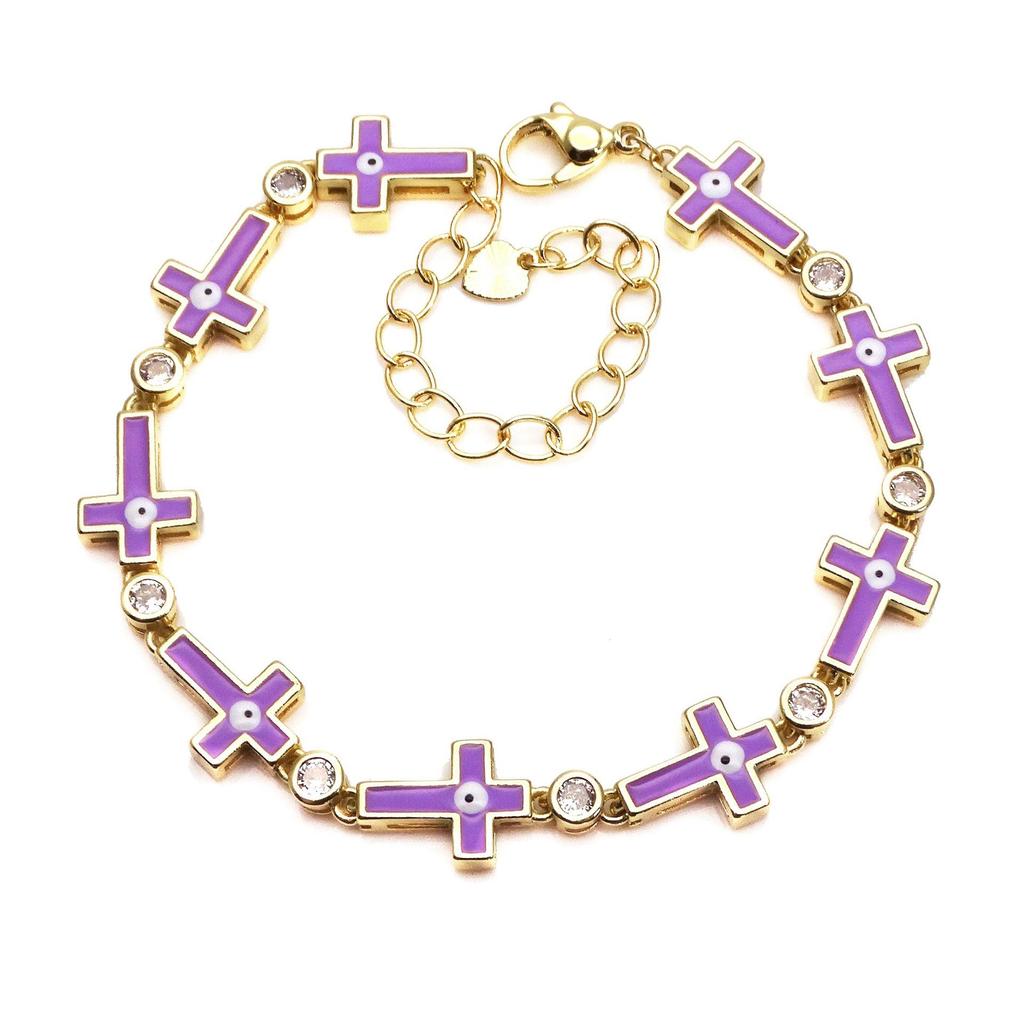 Cross Adjustable Bracelet Devil's Eye Zircon Bracelet Hip Hop Multi Color Women's Bracelet