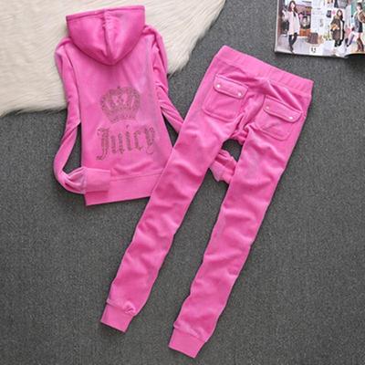 Europäischer Frühling/Herbst JC Fashion Goldener Samt Damen Sportbekleidungsset mit Hotfix-Buchstabendetails