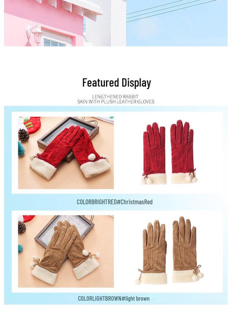 Women's Fleece-Lined Leather Cycling Gloves - Warm, Touchscreen-Ready, Perfect Christmas Gift