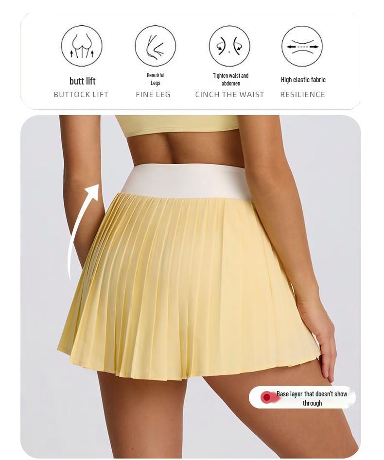 QYZJ High-Waisted Quick-Dry Pleated Skirt: Casual, Breathable, Anti-Exposure Running & Fitness Skort