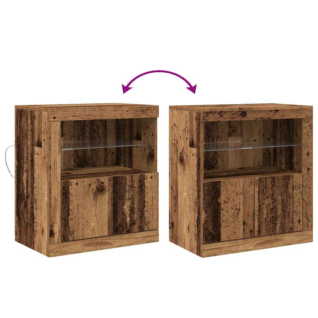 LED Sideboard In Brown 60.5 X 37 X 67 Cm Particleboard