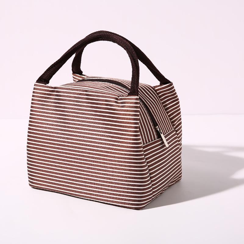 

Stripes Lunch Bag For Women Isothermal Bag Packaged Food Thermal Bags Thermo Pouch Kids Lunch Bag Refrigerator Bag коричневий