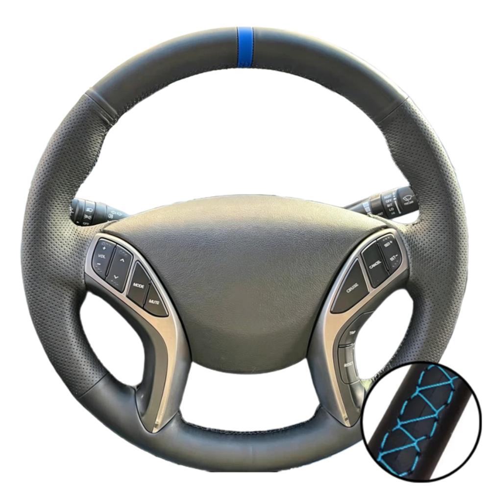Car Accessories Hand-stitched Black Artificial Leather 2011-2016 Avante i30 2012-2016 Steering Wheel Cover For Hyundai Elantra