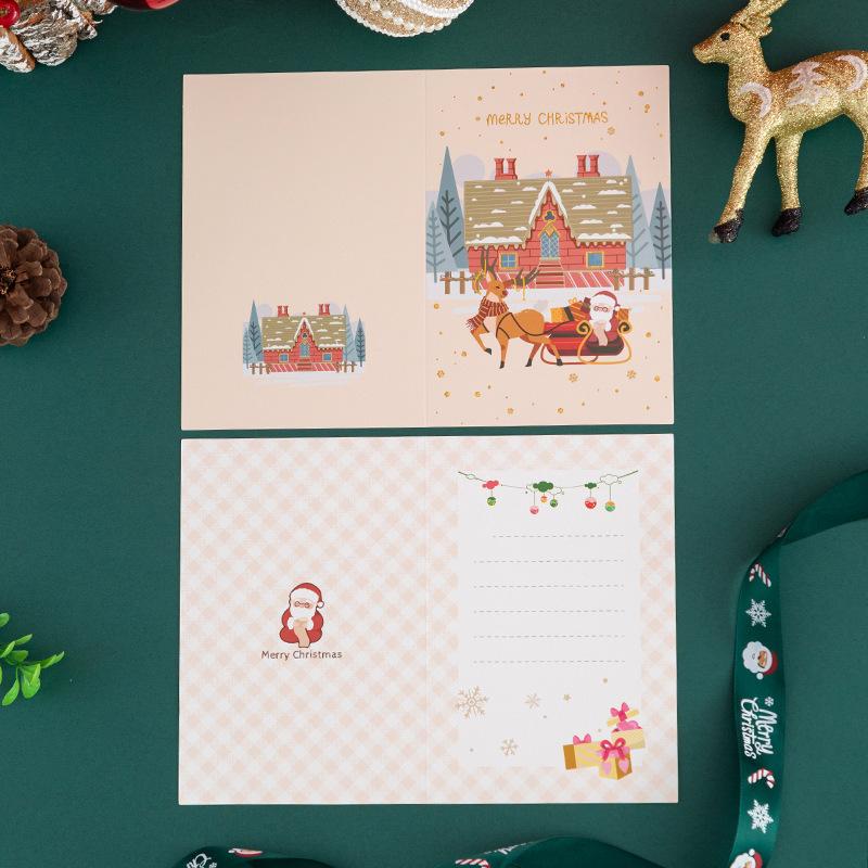 New Bronzing Christmas Card Cartoon Holiday Christmas Eve Christmas Card Blessing Wish Message Card
