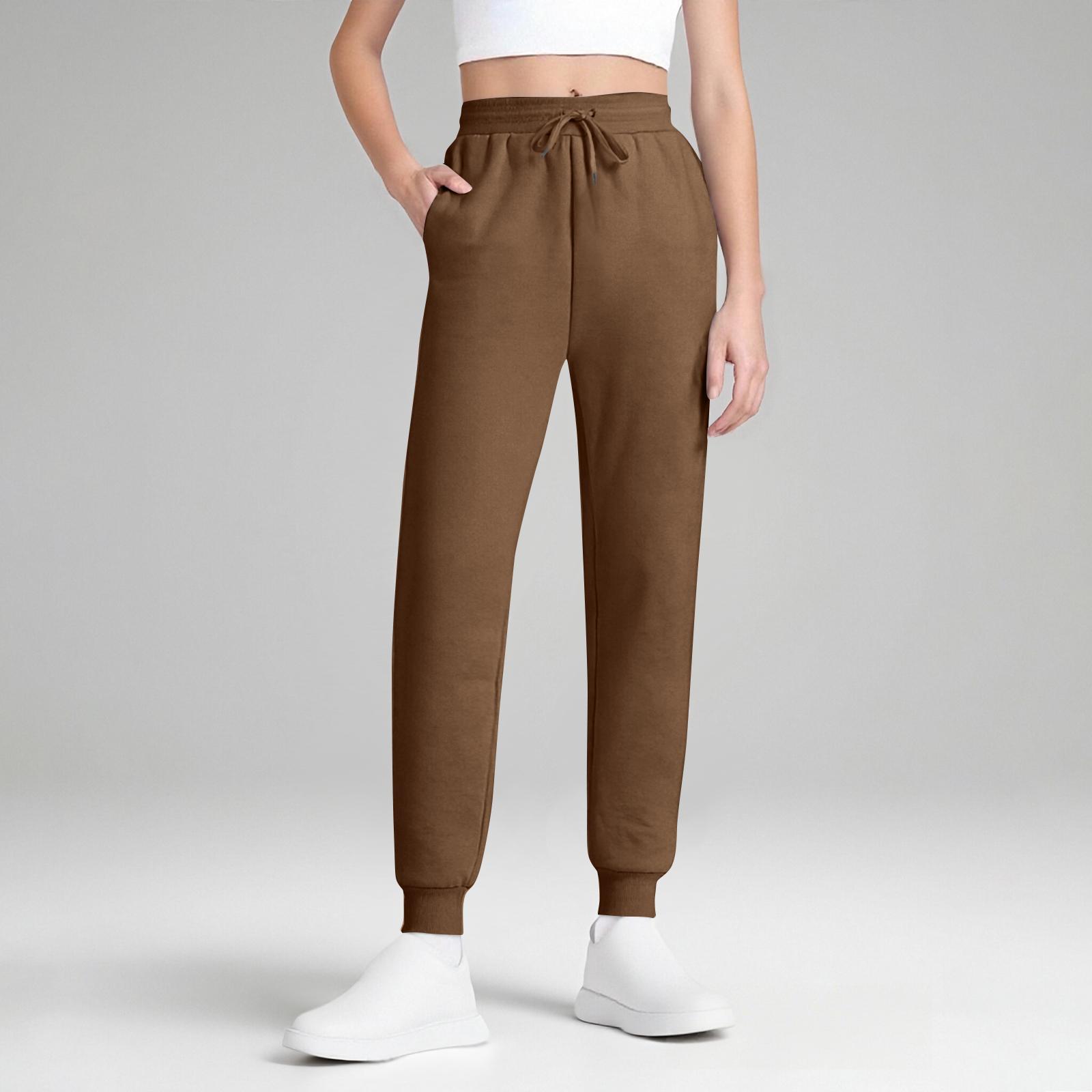 

TNNZEET Women s Joggers With Pockets - High Waisted Sweatpants Tapered Leg Drawstring Lightweight Athletic Pants L верблюд