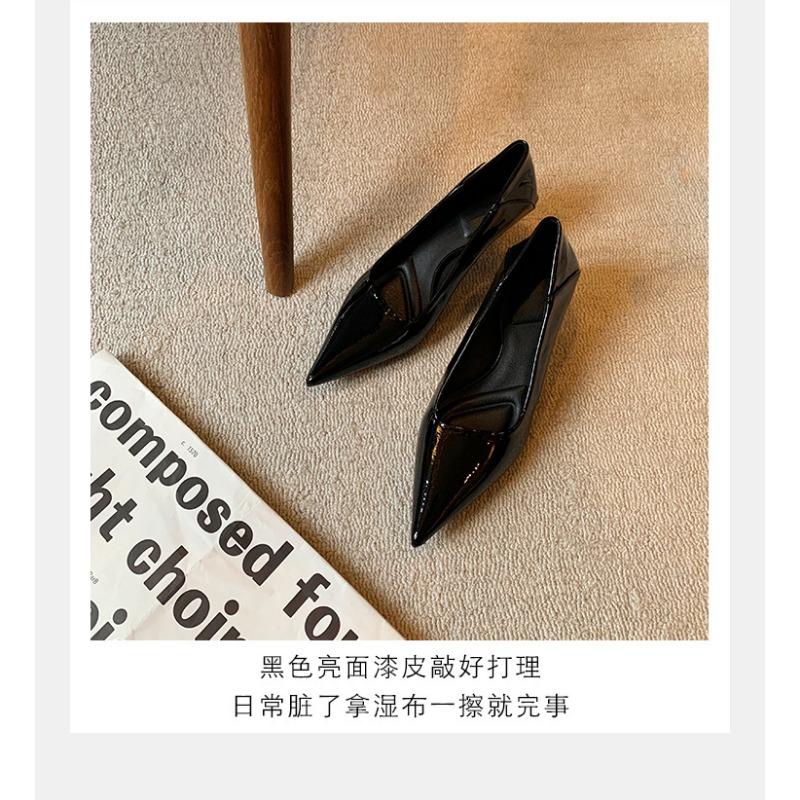 Sheepskin version temperament commuter pointed single shoes women's shallow mouth elegant high heels empty bag head sandals
