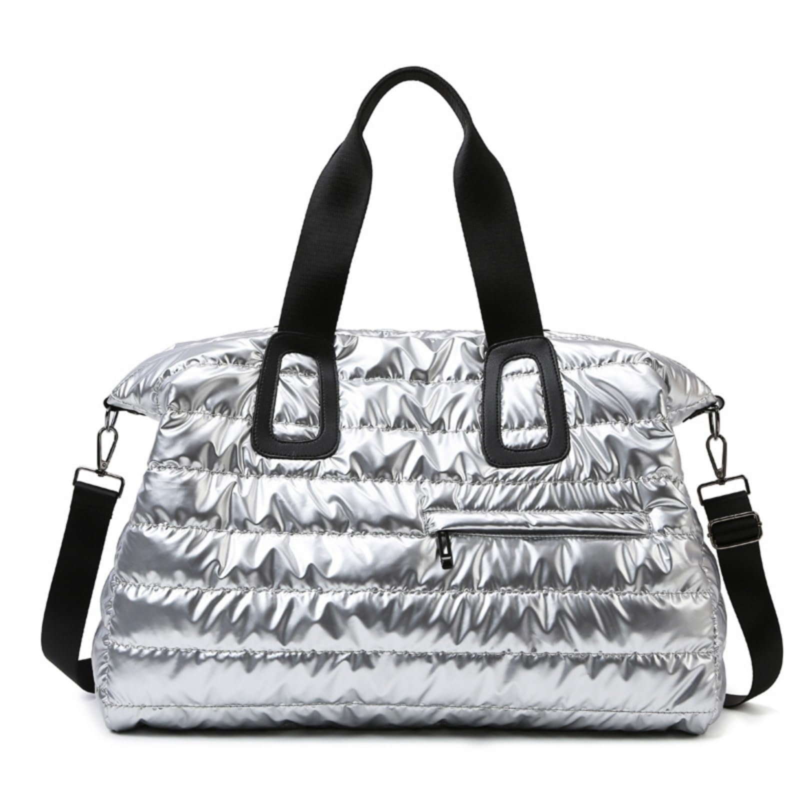 

Sports Gym Bag Travel Duffel Bag Tote Bag for Women Weekender Bag Pouch Exercise Shoulder Bag with Adjustable Shoulder Strap (Silver) [Used]