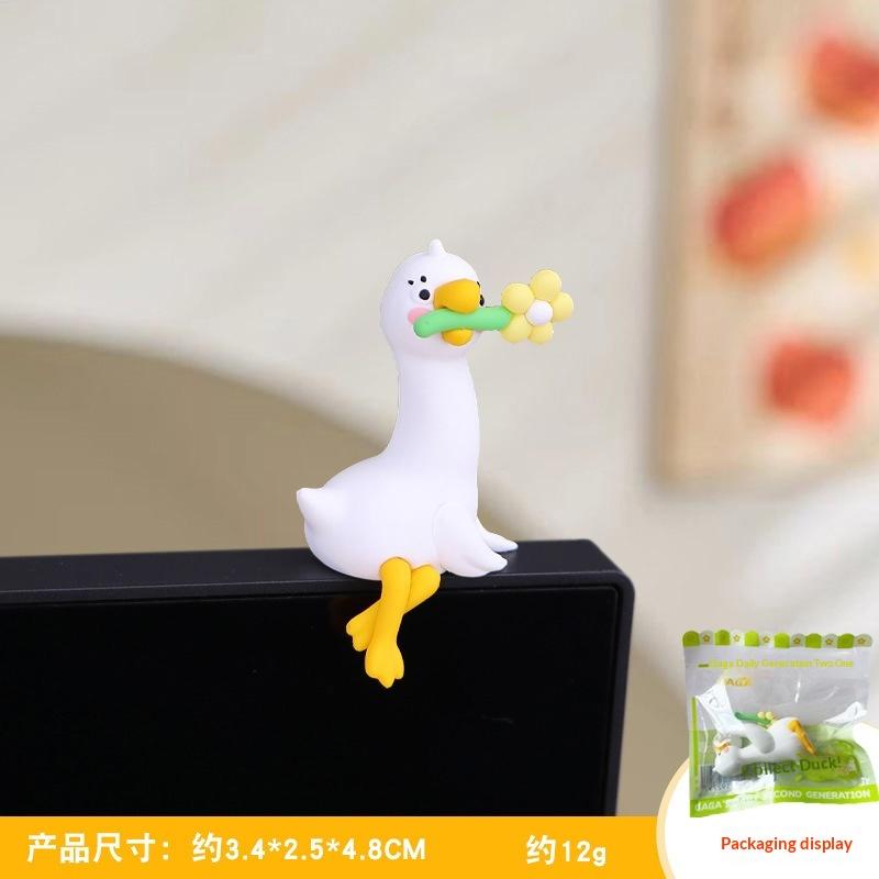 1/4 Stück Harz-Gans-Figur Computer-Monitor-Dekoration, Niedliche Mini-Gans-Statuen Für Auto-Armaturenbrett, Lustige TV/Po-Rahmen-Dekorationen