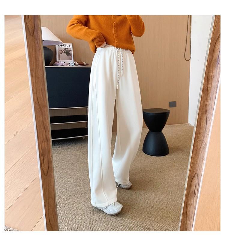 

AJ12051 Curved Leg Baby Fleece Plaid Wide-Leg Pants, 490g M покинуть белый