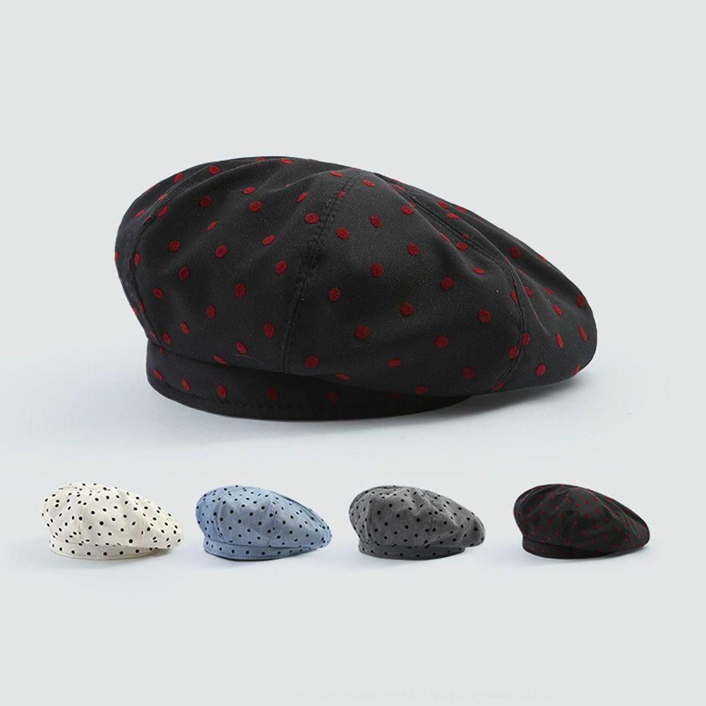 Versatile Painter Berets Korean Beanie Cap Vintage Polka Dot Berets  Female