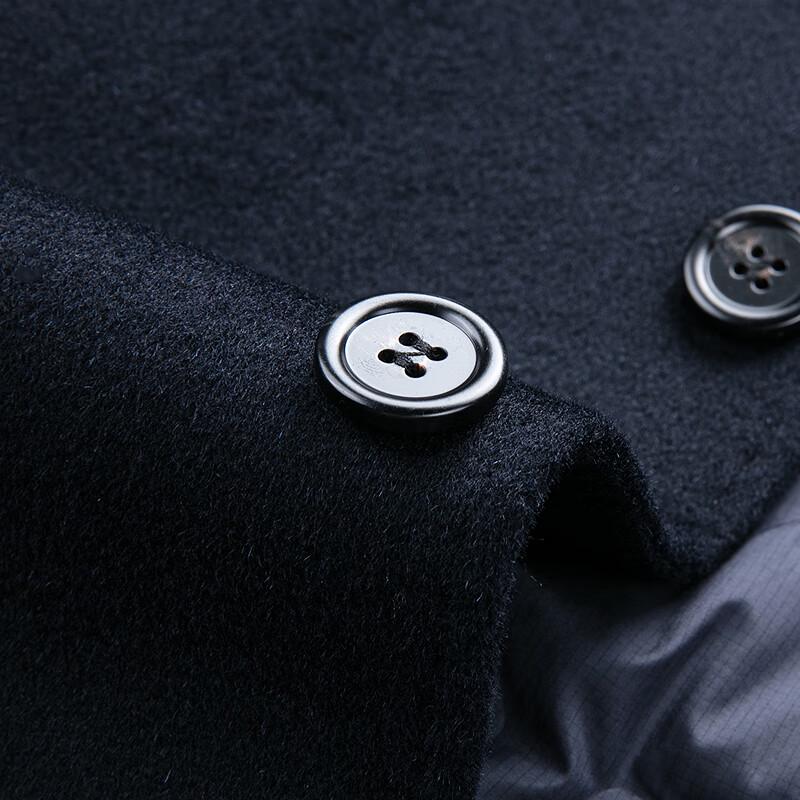 FAPAI Men's Business Stand Collar Wool & Cashmere Blend Overcoat